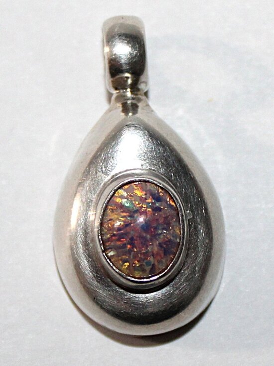 Taxco Jewelry - Vintage Sterling Silver Taxco Dichroic Glass Pendant 10 Grams